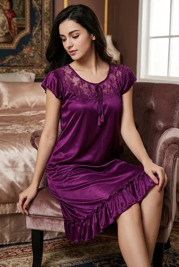 Women's_Satin_Nightgown_-Floral_Lace_Bodice_and_Ruffle_Hem_Cap_Sleeve_Sleepwear