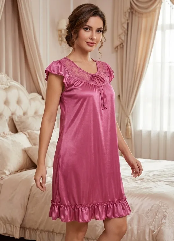 Women's_Satin_Nightgown_-Floral_Lace_Bodice_and_Ruffle_Hem_Cap_Sleeve_Sleepwear