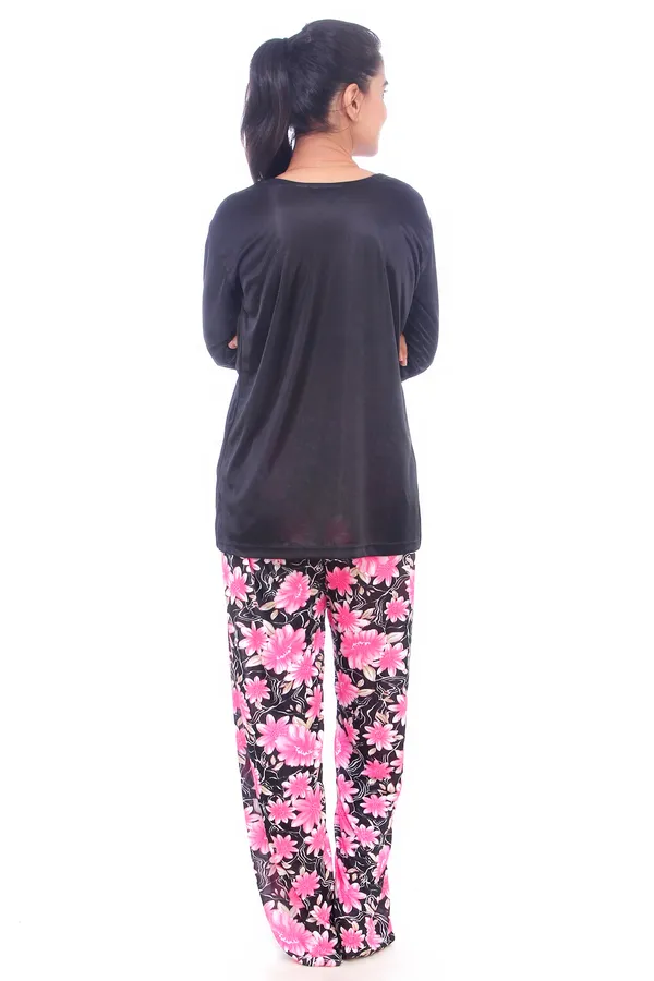 Women's_Black_Satin_Full_Sleeve_Nightwear_Set_-_Floral_Print_Top_and_Pyjama_Lounge_Set