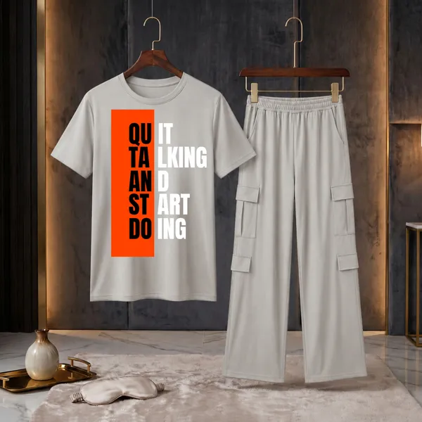 Fasense_Women's_"Start_Doing"_Tencel_Modal_Lycra_Oversized_Tshirt_and_Cargo_Set_-_Motivational_Night_Suit