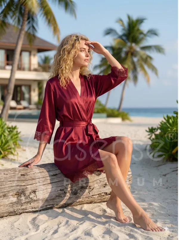 Elegant_Maroon_Satin_Robe_with_Lace_Trim_&_Waist_Tie_Belt