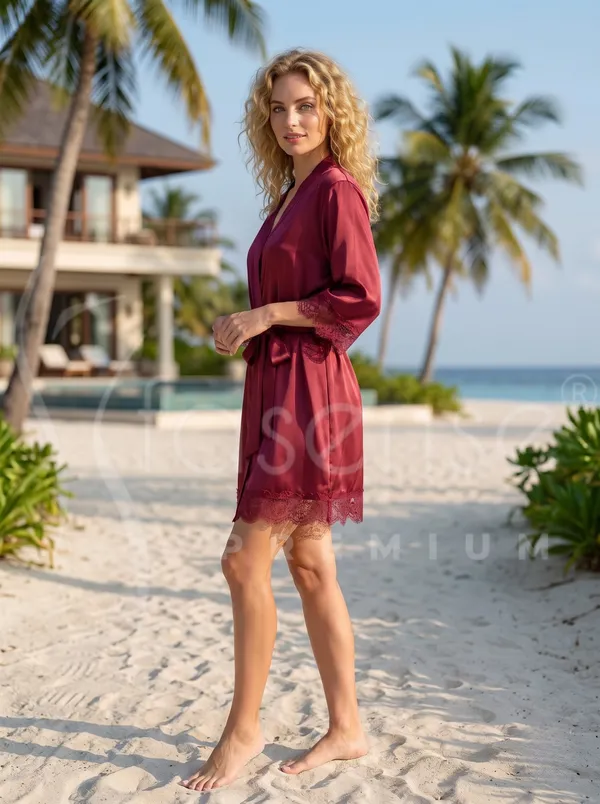 Elegant_Maroon_Satin_Robe_with_Lace_Trim_&_Waist_Tie_Belt