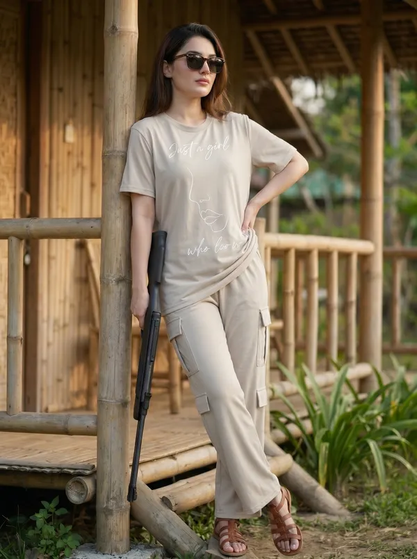 Fasense_Women's_"Just_a_Girl_Who_Loves"_Tencel_Modal_Lycra_Oversized_Tshirt_and_Cargo_Set_-_Super_Soft_Breathable_Premium_Night_Suit