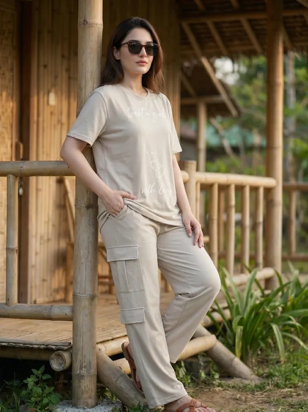 Fasense_Women's_"Just_a_Girl_Who_Loves"_Tencel_Modal_Lycra_Oversized_Tshirt_and_Cargo_Set_-_Super_Soft_Breathable_Premium_Night_Suit