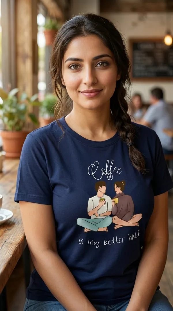 Fasense-Coffee_Is_My_Better_Half_TENCEL_T-Shirt_for_Women_-_NAVY_BLUE