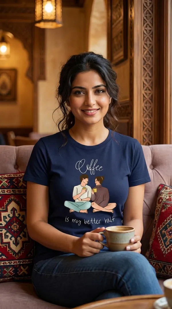 Fasense-Coffee_Is_My_Better_Half_TENCEL_T-Shirt_for_Women_-_NAVY_BLUE