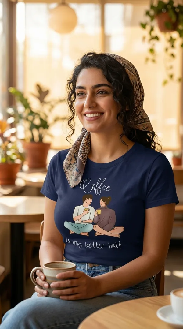 Fasense-Coffee_Is_My_Better_Half_TENCEL_T-Shirt_for_Women_-_NAVY_BLUE
