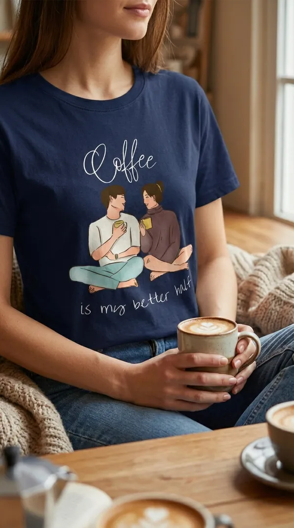 Fasense-Coffee_Is_My_Better_Half_TENCEL_T-Shirt_for_Women_-_NAVY_BLUE