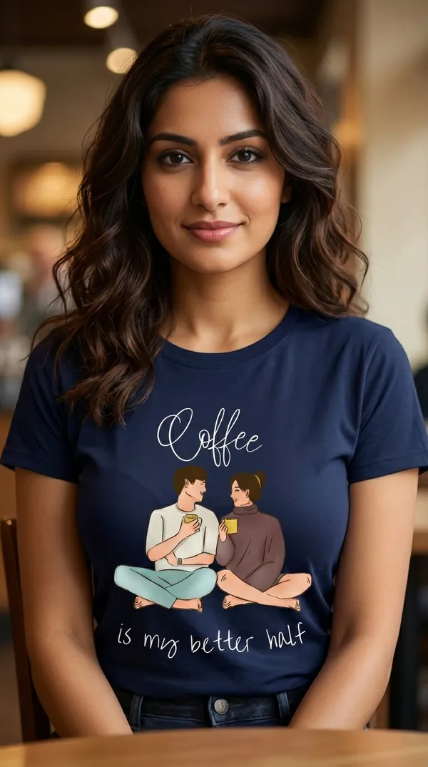 Fasense-Coffee_Is_My_Better_Half_TENCEL_T-Shirt_for_Women_-_NAVY_BLUE