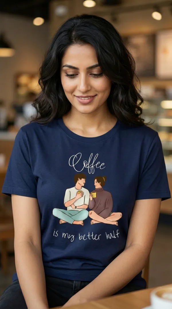 Fasense-Coffee_Is_My_Better_Half_TENCEL_T-Shirt_for_Women_-_NAVY_BLUE