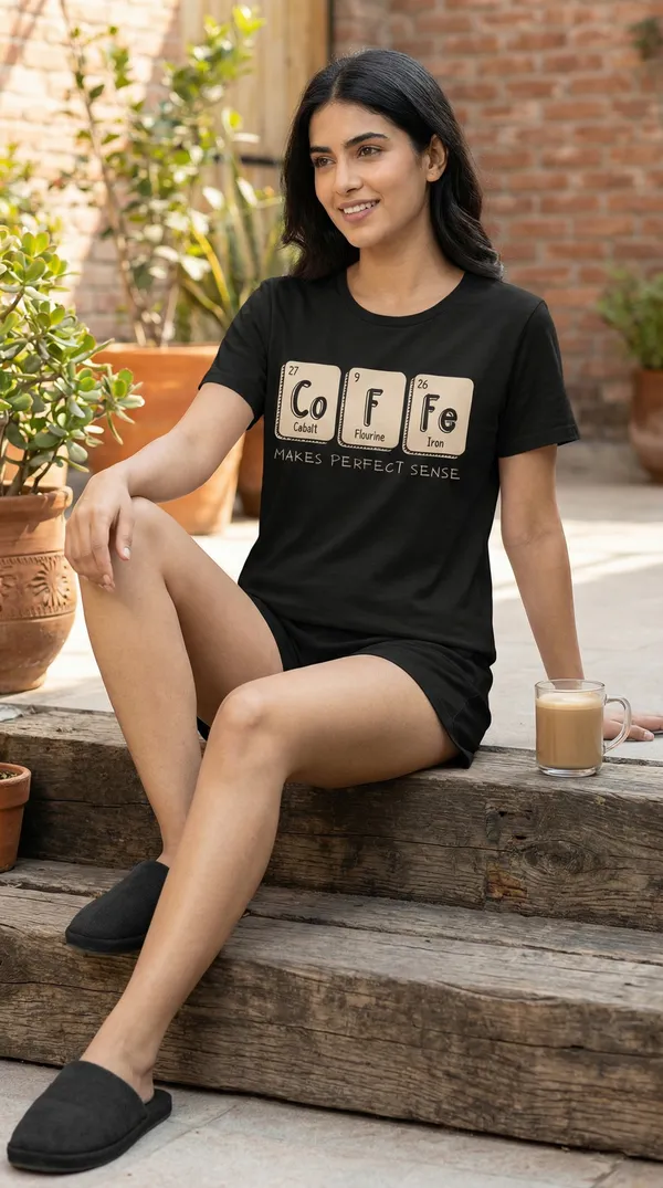 Fasense_Women's_Ultra-Soft_Tencel_Modal_Night_Suit_-_"Coffee_Makes_Perfect_Sense"_Top_and_Shorts_Set_with_Side_Pockets