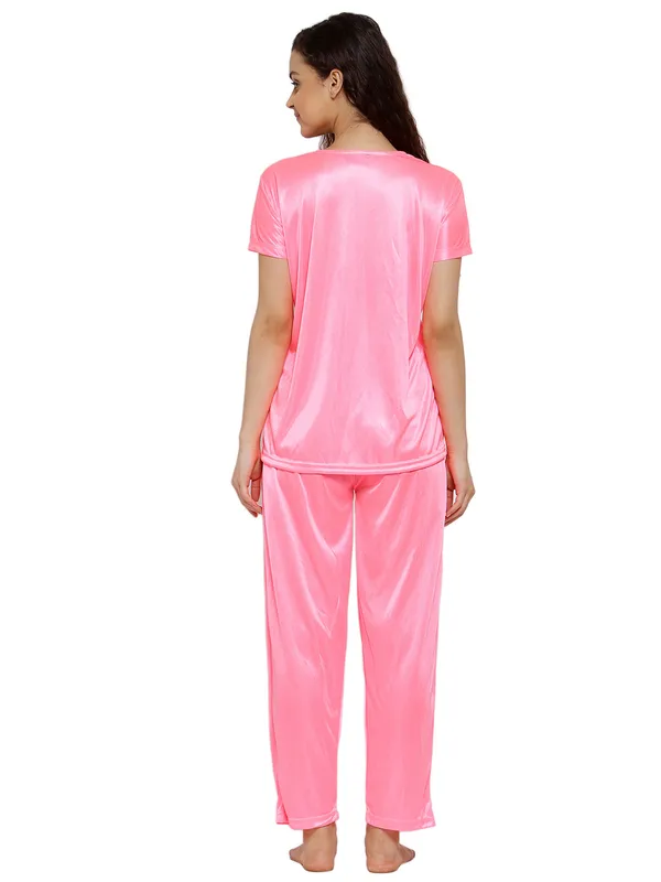 Women's_Pink_Satin_Top_and_Pyjama_Set_V-Neck_Half_Sleeve_Nightwear_with_Contrast_Lace_Trim