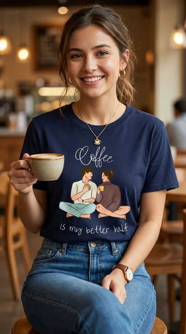 Fasense-Coffee_Is_My_Better_Half_TENCEL_T-Shirt_for_Women_-_NAVY_BLUE