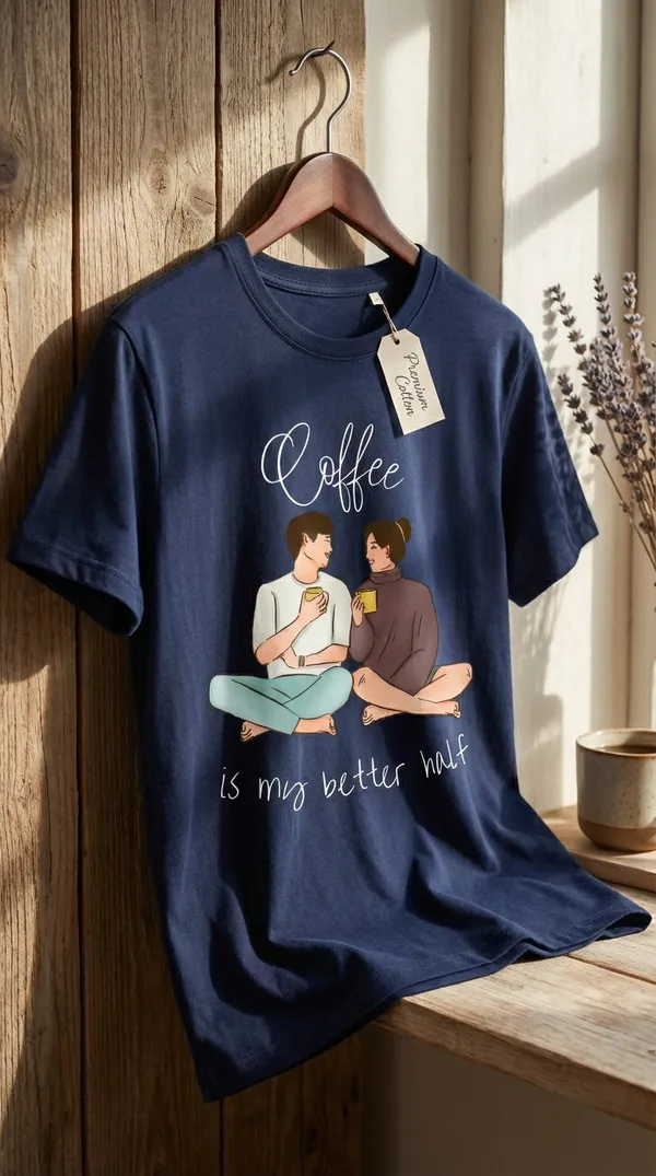 Fasense-Coffee_Is_My_Better_Half_TENCEL_T-Shirt_for_Women_-_NAVY_BLUE