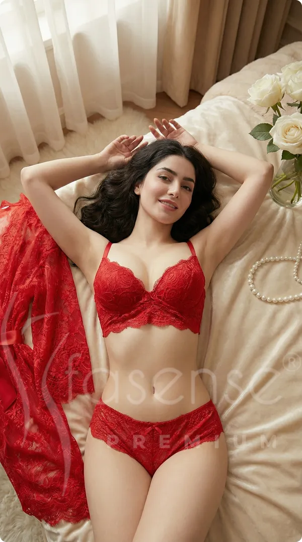 Fasense_Red_Lace_Bridal_Lingerie_Set_with_Sheer_Robe_-_Premium_3-Piece_Honeymoon_Nightwear