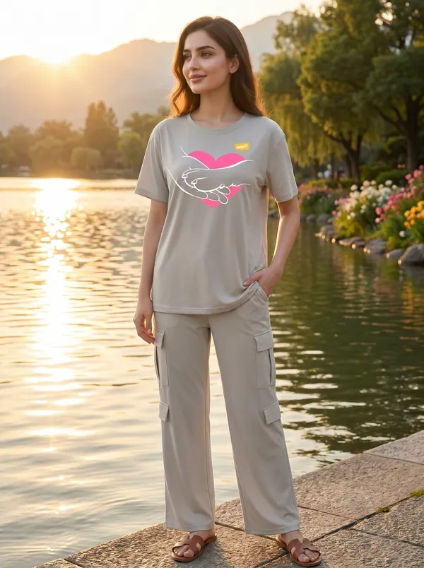 Fasense_Women's_"Pet_Lover_Heart"_Tencel_Modal_Lycra_Night_Suit_-_Heart_Print_Sleepwear