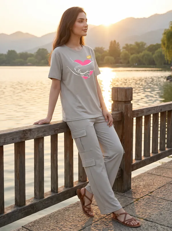 Fasense_Women's_"Pet_Lover_Heart"_Tencel_Modal_Lycra_Night_Suit_-_Heart_Print_Sleepwear