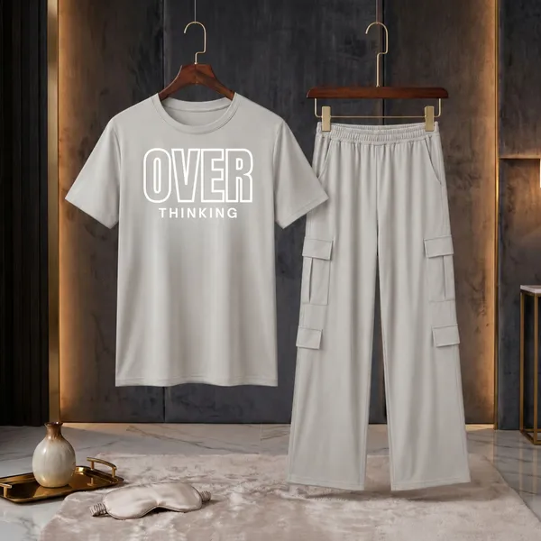 Fasense_Women's_"Over_Thinking"_Tencel_Modal_Lycra_Oversized_Tshirt_and_Cargo_Set_-_Fun_Graphic_Night_Suit