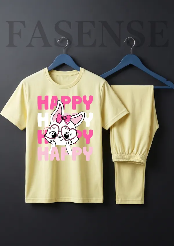 Fasense_Pure_Sinker_Cotton_Night_Suit_for_Women_("Happy_Bunny"_Edition),_Soft_&_Breathable_Loungewear_Pyjama_Set_for_Ladies