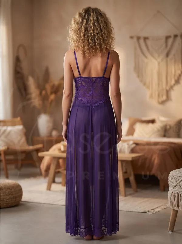 Sensual_Purple_Powernet_Long_Babydoll_Dress_with_Floral_Lace_Bust_&_Dual_High_Slits