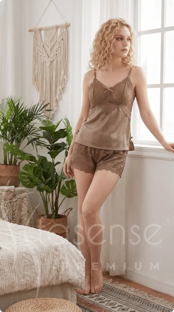 Silky_Satin_Tapue_Beige_Camisole_&_Floral_Lace_Shorts_Two-Piece_Nightwear_Set