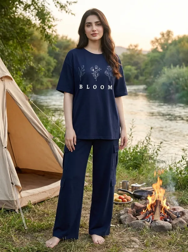 Fasense_Women's_Tencel_"Bloom"_Printed_Night_Suit_-_Oversized_Half_Sleeve_Top_with_Cargo_Pyjama_Set_-_Premium_Breathable_Loungewear