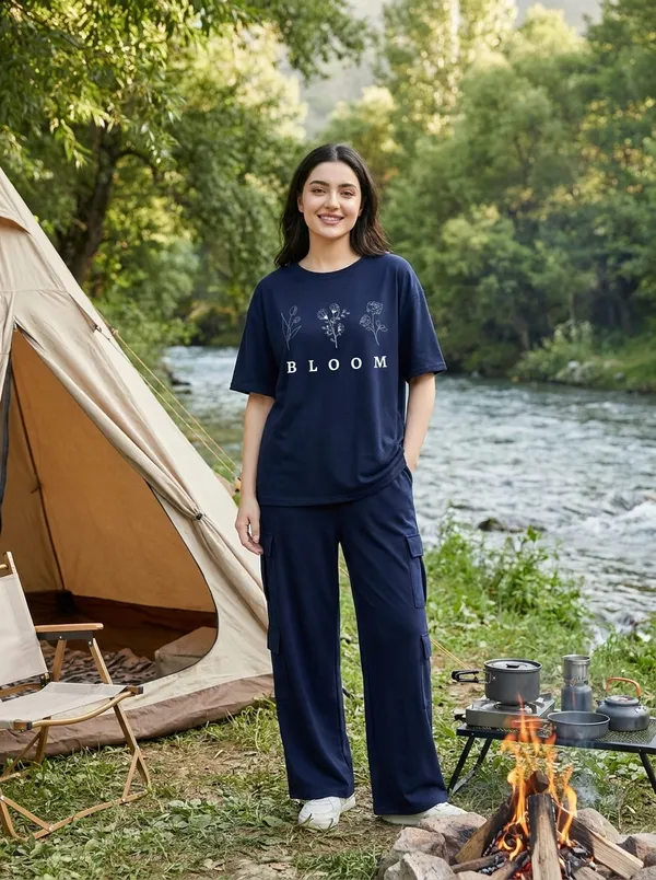 Fasense_Women's_Tencel_"Bloom"_Printed_Night_Suit_-_Oversized_Half_Sleeve_Top_with_Cargo_Pyjama_Set_-_Premium_Breathable_Loungewear