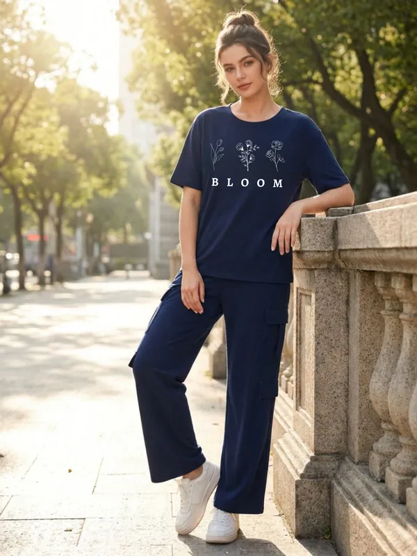 Fasense_Women's_Tencel_"Bloom"_Printed_Night_Suit_-_Oversized_Half_Sleeve_Top_with_Cargo_Pyjama_Set_-_Premium_Breathable_Loungewear