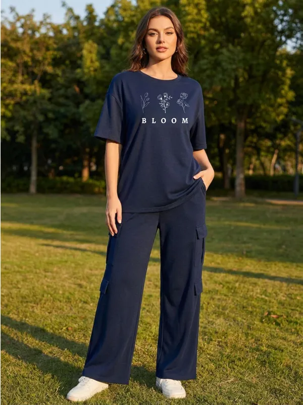 Fasense_Women's_Tencel_"Bloom"_Printed_Night_Suit_-_Oversized_Half_Sleeve_Top_with_Cargo_Pyjama_Set_-_Premium_Breathable_Loungewear
