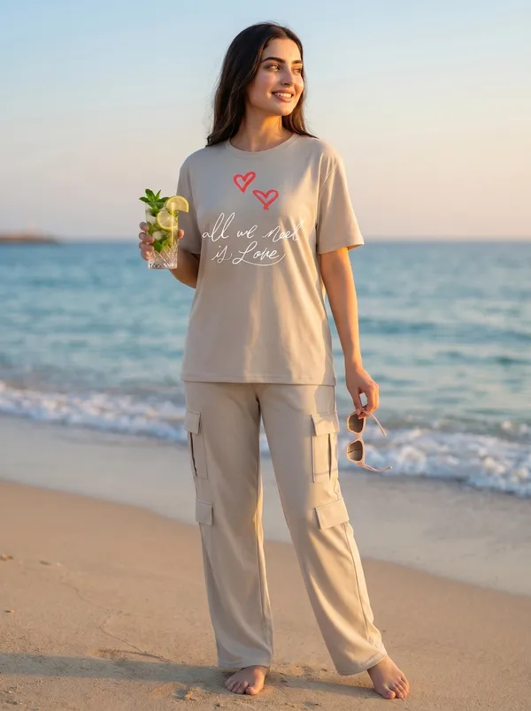 Fasense_Women's_"All_We_Need_Is_Love"_Heart_Print_Co-ords_Set_-_Tencel_Super_Soft_Modal_Lycra_Top_and_Cargo_Set
