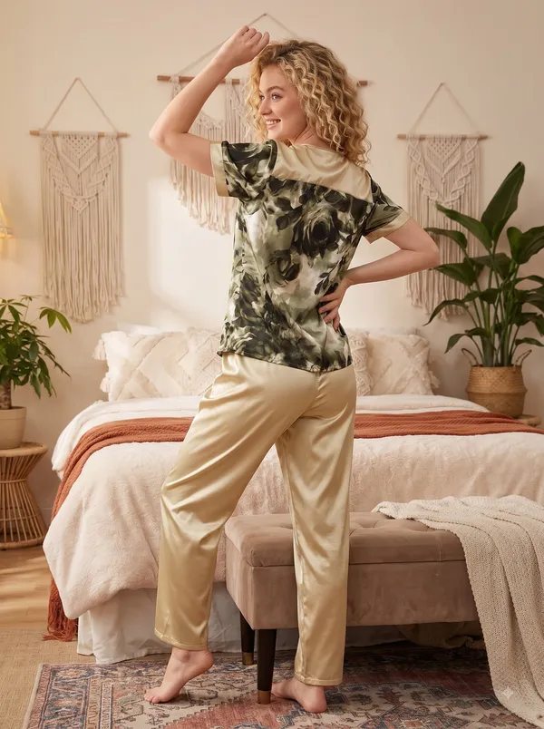 Women's_Floral_&_Champagne_Satin_Night_Suit_-_Short_Sleeve_Top_and_Pyjama_Set