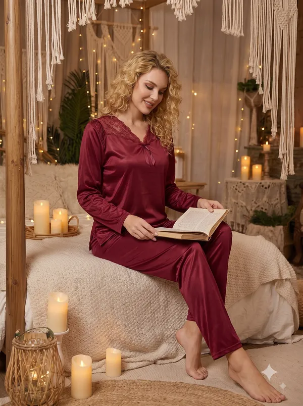 Women's_Soft_Maroon_Satin_Night_Suit_-_Long_Sleeve_Top_and_Pyjama_Set