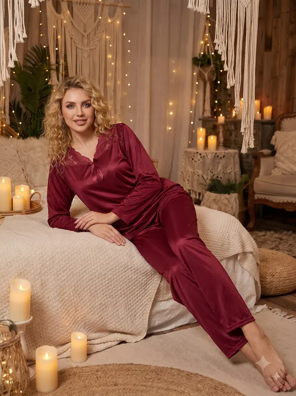 Women's_Soft_Maroon_Satin_Night_Suit_-_Long_Sleeve_Top_and_Pyjama_Set