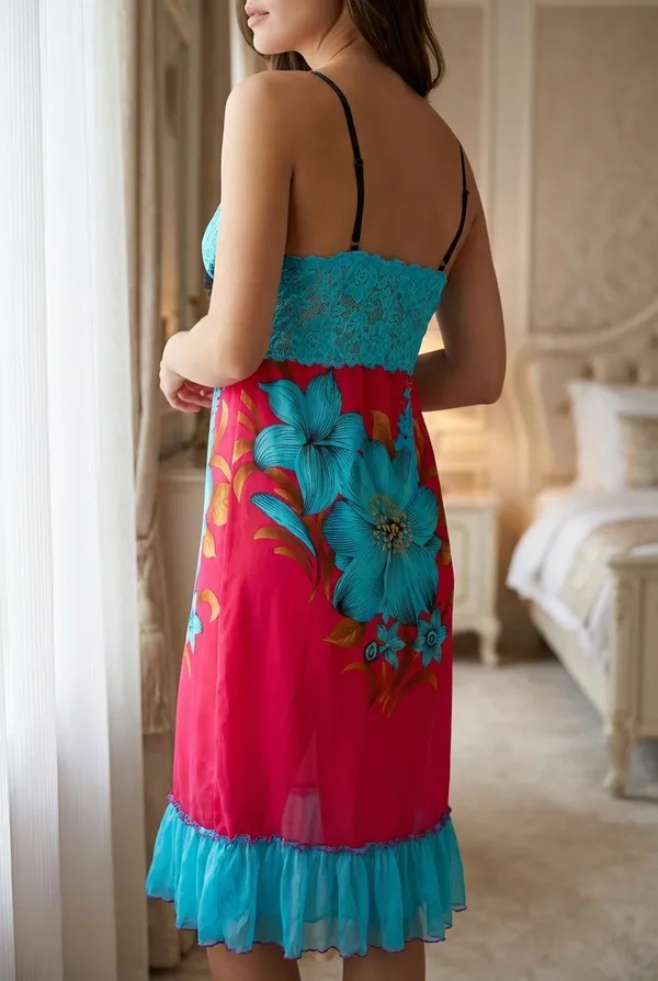Women's_Sheer_Powernet_Babydoll_Dress__Elegant_Floral_Lace_Nightwear_with_Ruffled_Hem