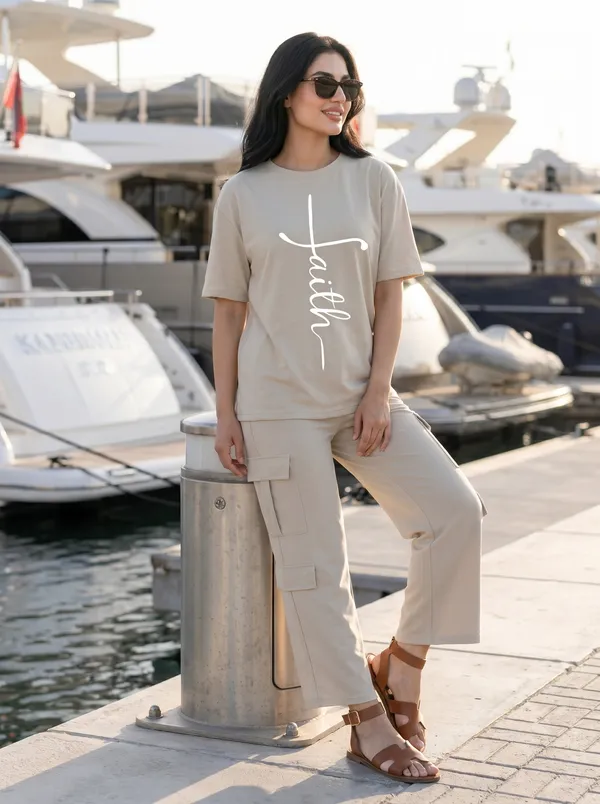 Fasense_Women's_"Faith"_Tencel_Modal_Lycra_Oversized_Tshirt_and_Cargo_Set_-_Inspirational_Soft_Night_Suit