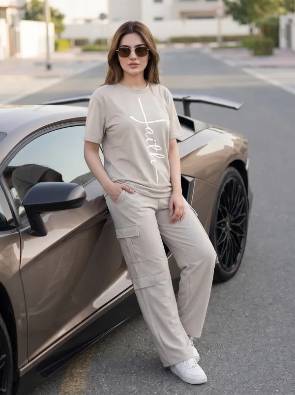 Fasense_Women's_"Faith"_Tencel_Modal_Lycra_Oversized_Tshirt_and_Cargo_Set_-_Inspirational_Soft_Night_Suit