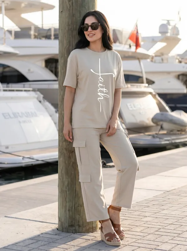 Fasense_Women's_"Faith"_Tencel_Modal_Lycra_Oversized_Tshirt_and_Cargo_Set_-_Inspirational_Soft_Night_Suit
