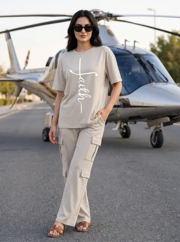 Fasense_Women's_"Faith"_Tencel_Modal_Lycra_Oversized_Tshirt_and_Cargo_Set_-_Inspirational_Soft_Night_Suit