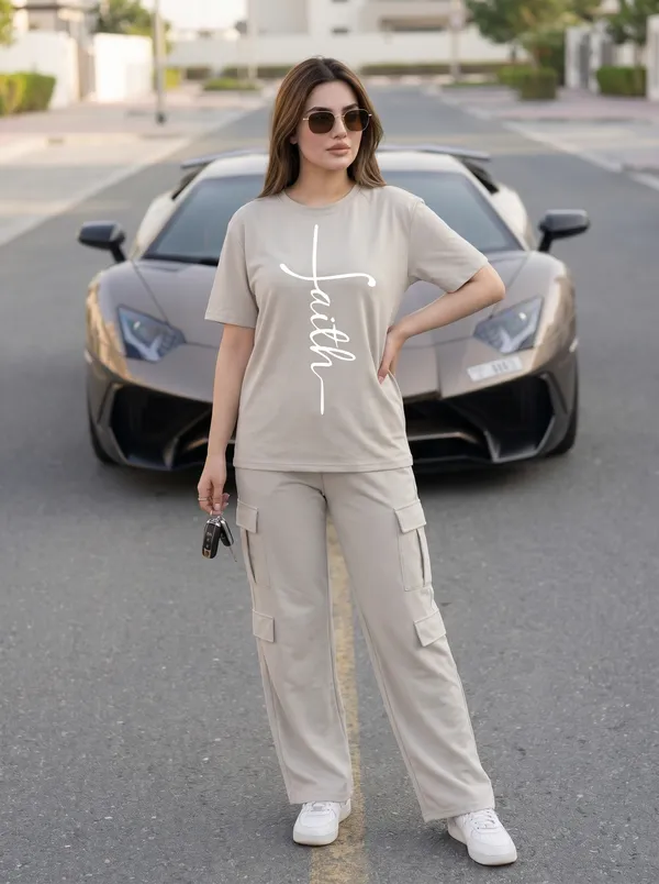 Fasense_Women's_"Faith"_Tencel_Modal_Lycra_Oversized_Tshirt_and_Cargo_Set_-_Inspirational_Soft_Night_Suit