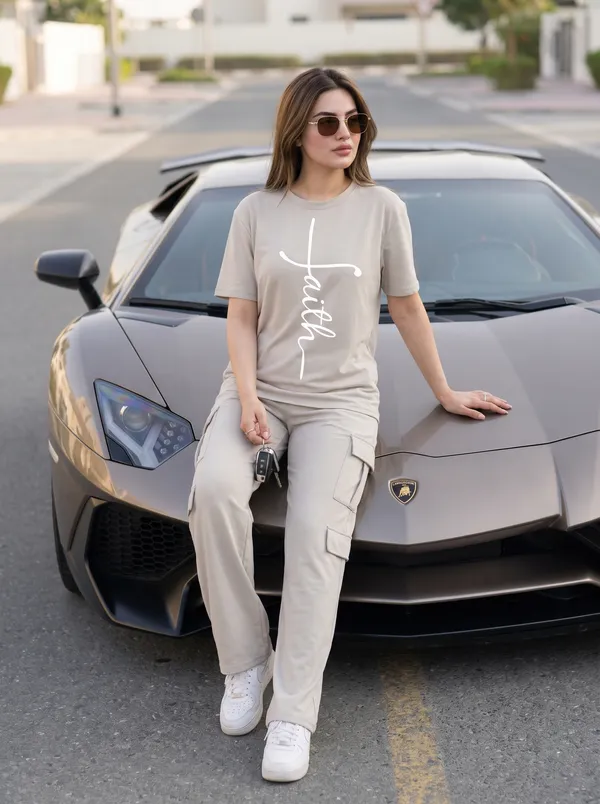 Fasense_Women's_"Faith"_Tencel_Modal_Lycra_Oversized_Tshirt_and_Cargo_Set_-_Inspirational_Soft_Night_Suit
