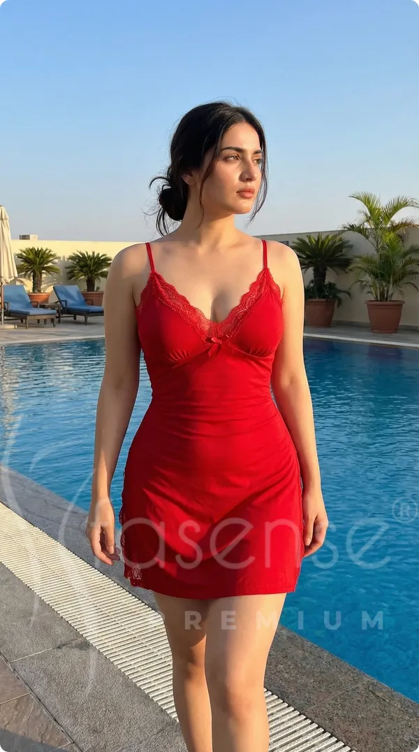 Soft_Imported_Malai_Fabric_Red_Babydoll_Nightdress_for_Women__Deep_V_Lace_Design,_Stretch_Fit_Romantic_Lingerie_Set