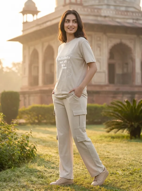 Fasense_Women's_"Not_All_In_A_Row"_Duck_Print_Night_Suit_-_Tencel_Super_Soft_Modal_Lycra_Top_and_Cargo_Set