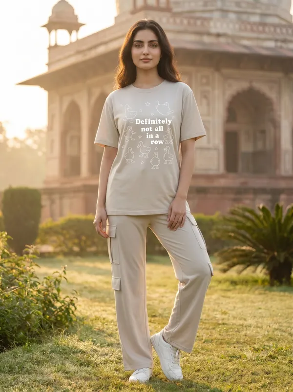 Fasense_Women's_"Not_All_In_A_Row"_Duck_Print_Night_Suit_-_Tencel_Super_Soft_Modal_Lycra_Top_and_Cargo_Set