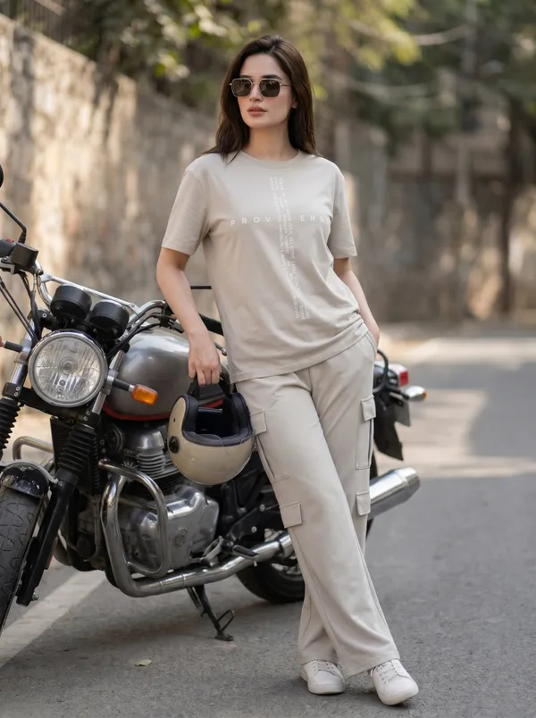 Fasense_Women's_"Proverbs"_Tencel_Modal_Lycra_Oversized_Tshirt_and_Cargo_Set_-_Wisdom_Print_Night_Suit