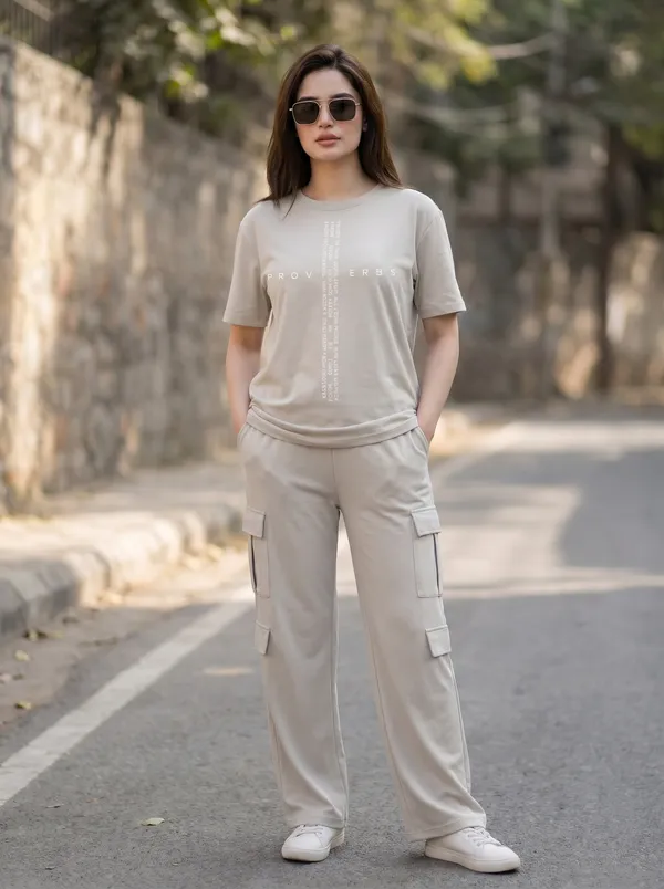 Fasense_Women's_"Proverbs"_Tencel_Modal_Lycra_Oversized_Tshirt_and_Cargo_Set_-_Wisdom_Print_Night_Suit