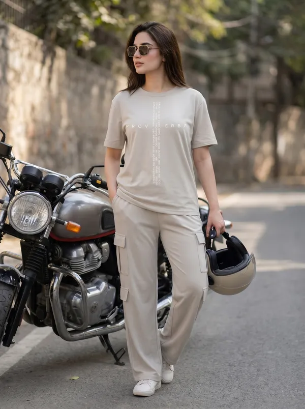Fasense_Women's_"Proverbs"_Tencel_Modal_Lycra_Oversized_Tshirt_and_Cargo_Set_-_Wisdom_Print_Night_Suit