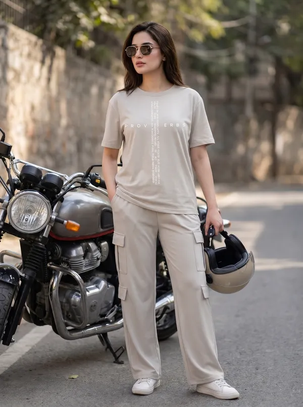 Fasense_Women's_"Proverbs"_Tencel_Modal_Lycra_Oversized_Tshirt_and_Cargo_Set_-_Wisdom_Print_Night_Suit