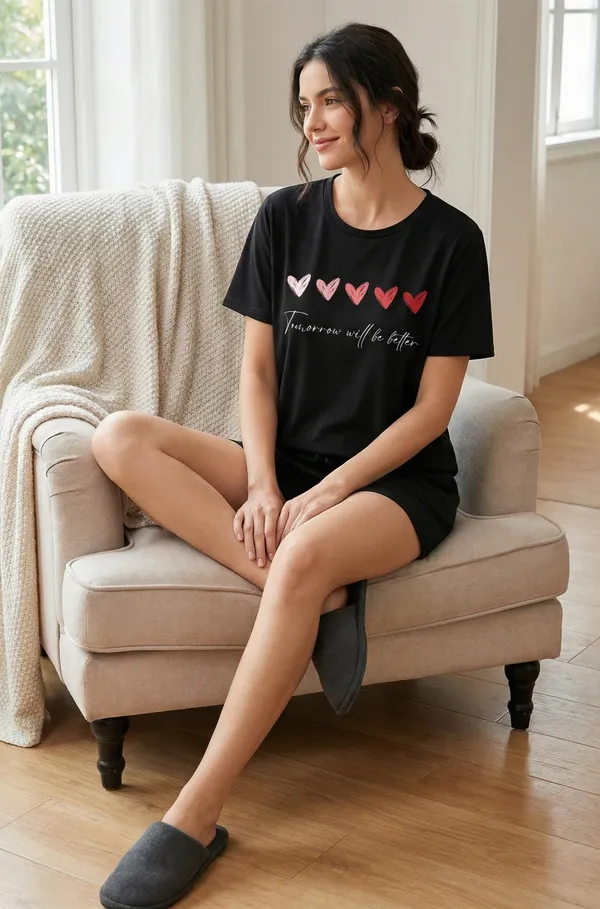 Fasense_Women's_Ultra-Soft_Tencel_Modal_Night_Suit_-_"Tomorrow_Will_Be_Better"_Top_and_Shorts_Set_with_Side_Pockets