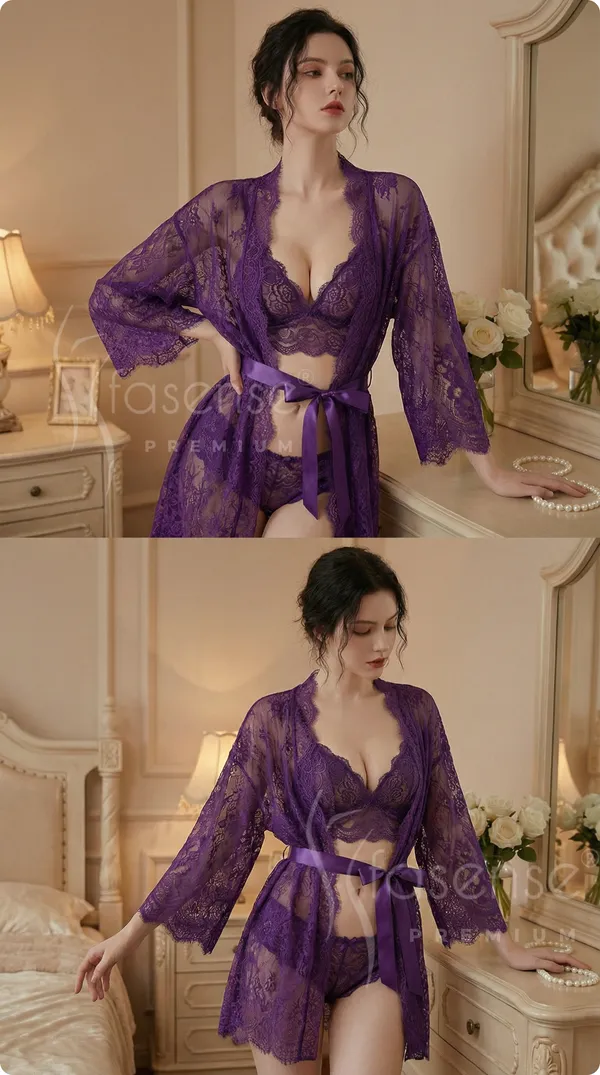 Fasense_Purple_Lace_Bridal_Lingerie_Set_with_Sheer_Robe_-_Premium_3-Piece_Honeymoon_Nightwear