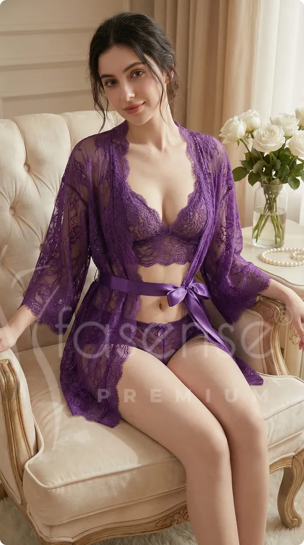 Fasense_Purple_Lace_Bridal_Lingerie_Set_with_Sheer_Robe_-_Premium_3-Piece_Honeymoon_Nightwear